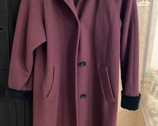 Jacqueline Ferrar Plum Wool Long Coat - Size 8