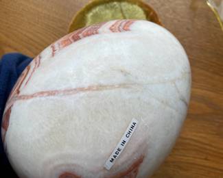 Carved Rhodochrosite Quartz Egg