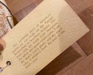 Papago Native American Beargrass Weaved Basket