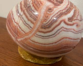Carved Rhodochrosite Quartz Egg