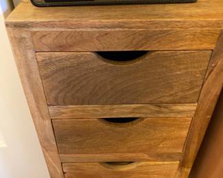 Rustic Natural Wood 3 Drawer Cabinet on Rollers