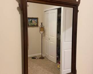 Dark Wood Carved Chippendale Hall Mirror