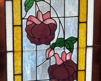 3 Stained Glass Panels with Floral Design
