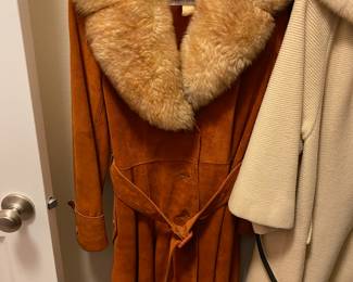 1970's Lantry Leathers Orange Suede and Fur Coat