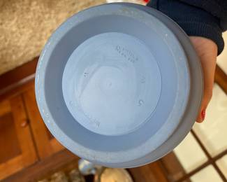 Wedgwood Blue Jasperware Grecian Grape Vine Covered Dish and Small Planter