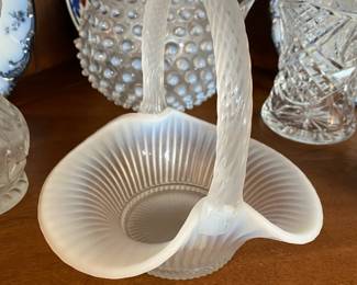 French Opalescent Glass Basket