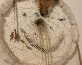 Mink Brown/White Fur Hand Made Dream Catcher