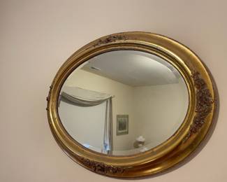 Gold Tone Victorian Style Oval Mirror