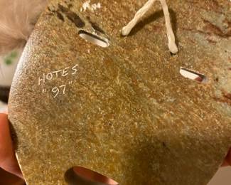 1997 Wall Mounted Mask with Feathers Signed by Hotes