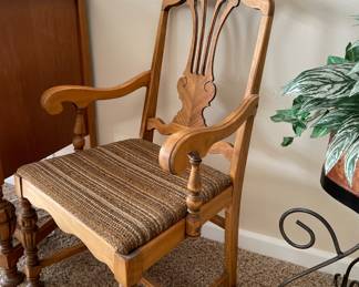 Oak Chippendale Style Arm Chair