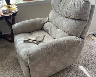 Oversized Recliner with Gray/White Feather Design Upholstery