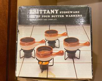 Set Of 4 Brittany Stoneware Mini Brown Crocks in Original Box