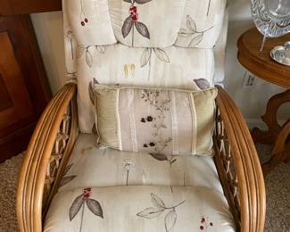 Rattan Lounge Chair with White Floral Padding