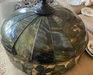 Green/Multicolored Stained Glass Hanging Dome