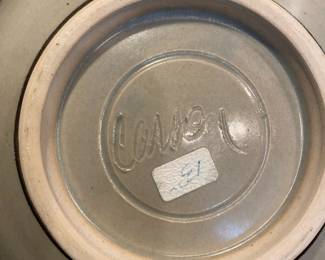 Gray Pottery Serving Bowl, Two Salad Bowls, Soup Bowl with Abstract Design Signed by Carson