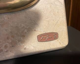 Brian Bijan Brass & Marble Quails Sculpture