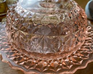 Pink Depression Glass Butter Dish/Dome