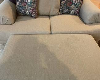 Gray Fabric Love Seat with Ottoman