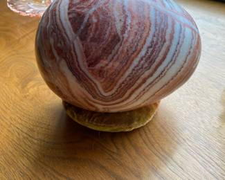 Carved Rhodochrosite Quartz Egg