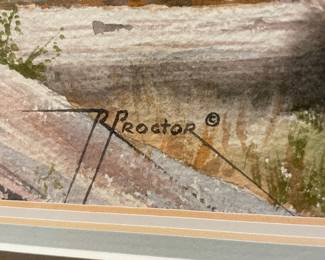 Framed & Matted Watercolor of Driftwood Beach by R Proctor