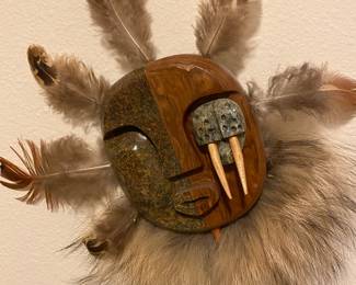 Wood Carved Alaskan Mask by Glenn Teottakylek