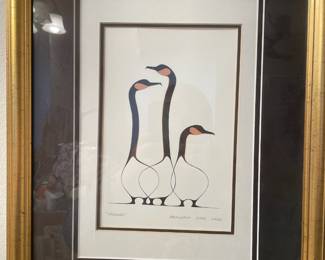 Framed and Matted Print of "Friends" by Benjamin Chee Chee