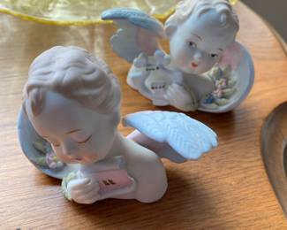 Two 1940's Porcelain Lefton Angel Figurines