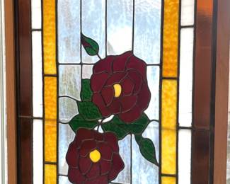 3 Stained Glass Panels with Floral Design