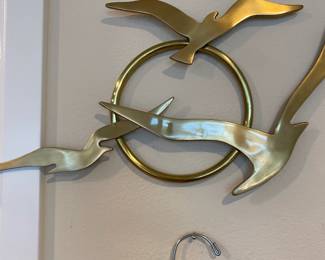 Mid Century Modern Brass Seagull Wall Art