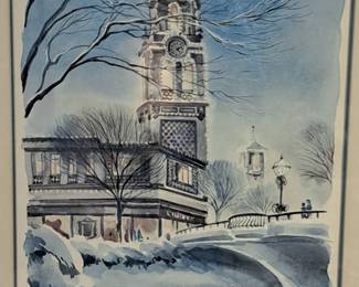 Kansas City Plaza Clock Tower 14/950 framed print by J. R. Hamil