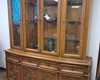2 pcs. Drew walnut hutch cabinet