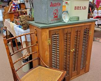Green marble top cabinet w/ shutter doors