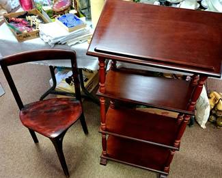 Vintage Danish Modern chair and lecture/bookcase stand