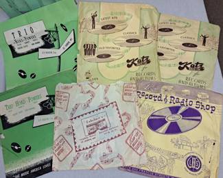 Vintage 1940-50's St. Joseph record store album covers-"Trio Hoad Powers", "Katz Drug Co.", "Lee Record and Radio Shop" and "Eshelman's".