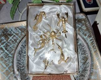 Vintage brass drink glass markers