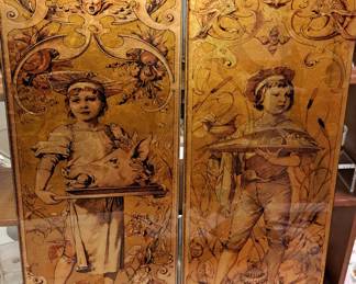 Pr. Glass and Wood pictures (1 has chip on bottom corner)