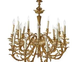 Very high quality  mid 19th Century(1830-1860) French gilt-bronze 18 light chandelier, 30" high by 28" wide.  Was candle light electrified now. 