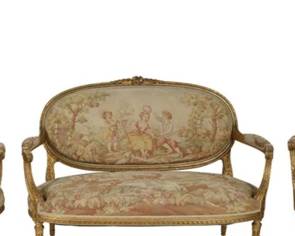5 Piece gold guilt french tapestry parlor set, beautiful