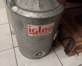 Steel Igloo cooler.