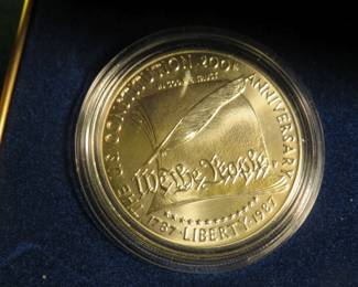 Lot 48. 1987 US Mint Constitution Silver Dollar (there is no Gold $5 Coin) in an attractive display box