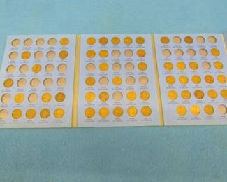 Lot 97. Lincoln Penny Book 43 pennies: 15 pennies from 1910 through 1919, 17 pennies from the 20's and 21 pennies from 1930 through 1940.