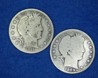 Lot 146. 1909 and 1911 Barber Half Dollars