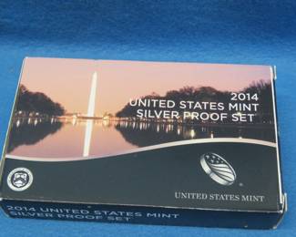 Lot 149. 2014 US Mint Silver Proof Set containing 14 coins and COA