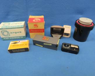 Lot 225. Slide viewers, photo-developing items, and a Weston light meter
