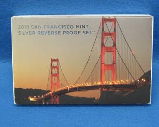 Lot 164. 2018 US Mint Silver Reverse Proof Set containing 10 coins and COA