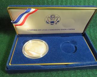 Lot 49. 1987 US Mint Constitution Silver Dollar (there is no Gold $5 Coin) in an attractive display box