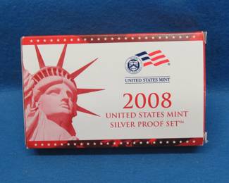 Lot 137. 2008 US Mint Silver Proof Set containing 13 coins and COA