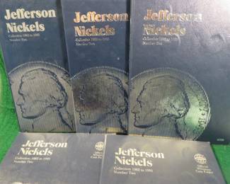 Lot 15. Five Jefferson Nickel Folders and Nickels 1962-1995 Number 2.