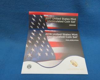 Lot 187. 2017 D and 2018 P US Mint Uncirculated Coin Sets.