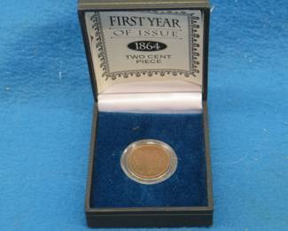 Lot 192. 1864 Two-cent Piece in a display box